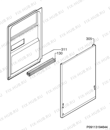 Взрыв-схема посудомоечной машины Ikea MEDELSTOR 80299360 - Схема узла Door 003